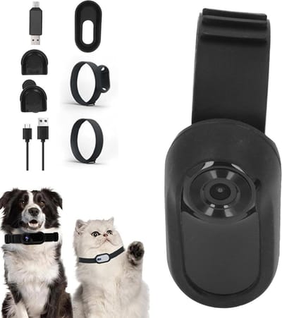 Huisdier Halsband Camera - Hondencamera Katten - Huisdier Activiteit Vastleggen - 160 Graden Ultragroothoek - 1080P Full HD - Zwart