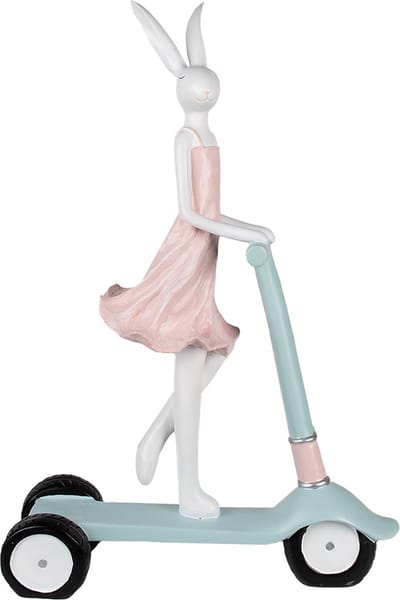 Clayre & Eef Beeld Konijn 62 cm Wit Roze Polyresin