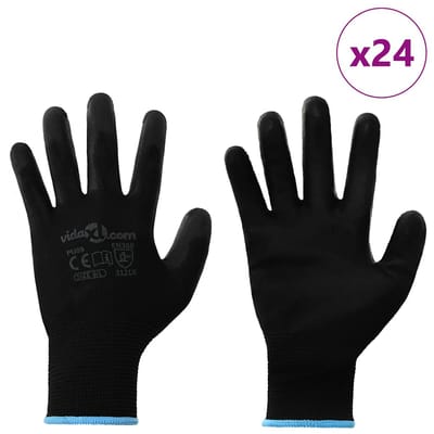 vidaXL Werkhandschoenen 24 st Zwart 9 / l Polyester