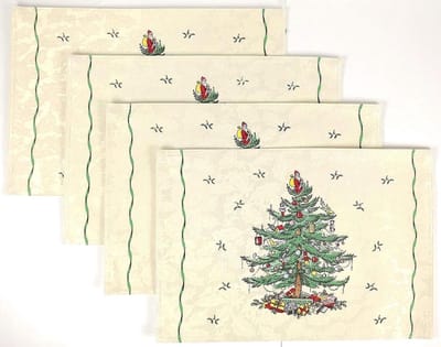 Placemats Set - Tafelkleedjes - Feestelijk Dienen - Kerstboom Patroon - 4 Stuks 33x48 cm - Groen