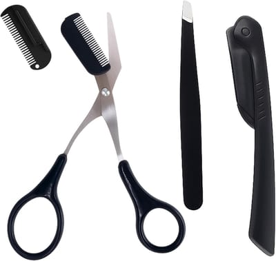 schaar met kam, wenkbrauwschaar met kam en precisietrimmer, wenkbrauwtrimmer voor mannen en vrouwen, compact wenkbrauwscheerapparaat inclusief kwast, voor wenkbrauwvorm