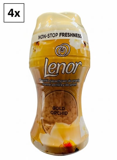 (4x) Lenor Geurbooster Gold Orchid – Luxe Wasgeurkorrels – Langdurige Frisheid – Bloemige & Warme Geur – 10 Wasbeurten – 140 g