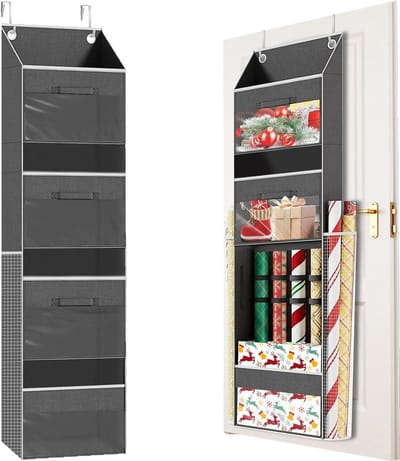 Opbergoplossing voor cadeauverpakkingen met verwijderbare lades en zijvakken voor linten, strikken en decoraties - 142 x 38 x 18 cm