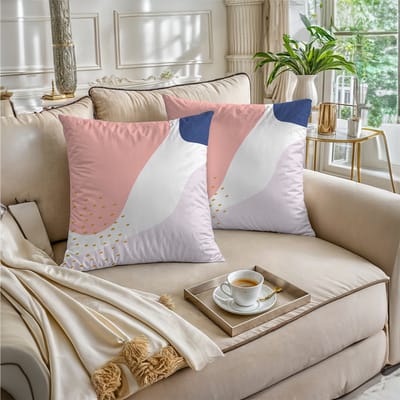 Boraboi® Luxe Decoratieve Kussenhoezen set van 2 , Zachte Suède Touch- 50x50 cm -(Orange,Blauw,Wit,Roze)