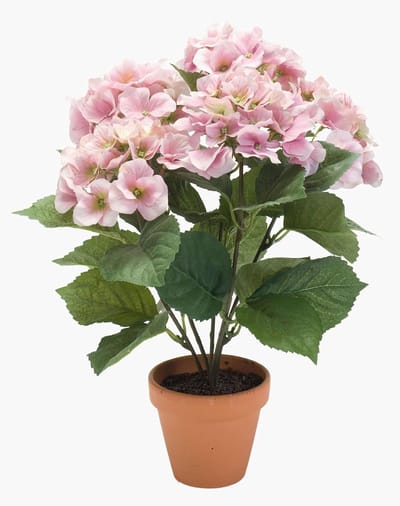 Kunstbloem Hortensia - Textiel plant - Woonkamer decoratie - Inclusief pot - 40 cm hoog - Roze
