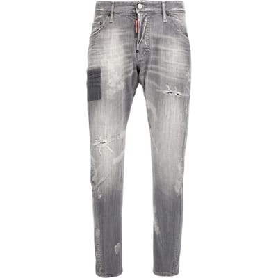 Dsquared2 Sexy Twist Jeans, Gedragen En Vervaagde Stijl, Grijze Jeans