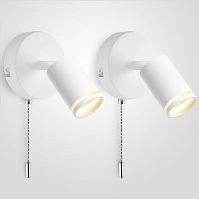 ApexArte® Wandlamp Binnen met Snoer - Wandlamp met Stekker voor Binnen - met Dimbare Schakelaar - Industrieel en Vintage - Slaapkamer Bedlampje - Wit