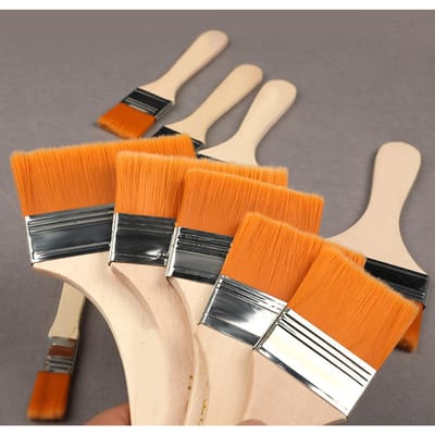 12PCS Pinceau Plat Poils en Nylon Manche en Bois Alliage d'Aluminium Pinceau à Badigeonner pour Barbecue Jaune 12PCS jaune