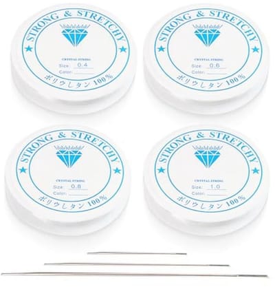 Transparant Elastiek Draad voor Armbanden - 4 Stuks - 0.4mm/0.6mm/0.8mm/1mm - Elastisch Sieradendraad voor Sieraden en Ambachten