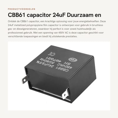 Dailygoods - CBB61 capacitor - 24uF - Duurzaam en betrouwbaar - Rond - 450V AC - Capacitor voor generators - Geschikt voor 50Hz/60Hz