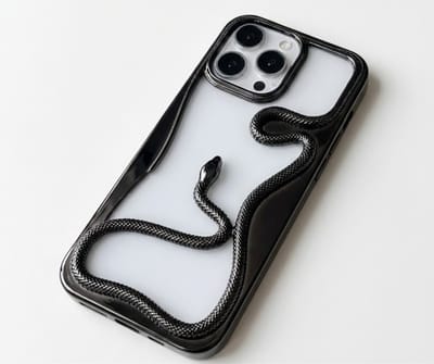 Zwart slang design telefoon hoesje geschikt voor iphone 14 pro dames en heren met 3D reliëf slang detail, zachte TPU backcover met electroplating rand en effen kleur afwerking