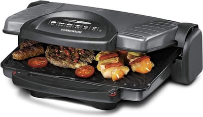 Contactgrill - Tafelgrill Bakplaat - Gezond Grillen - Variabele Standen - 33 x 24 cm - Grijs