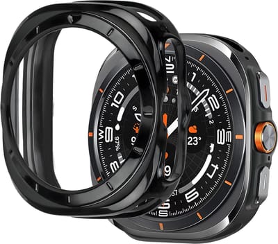 Bandz TPU hoesje geschikt voor Samsung Galaxy Watch Ultra / Ultra 2025 - gegalvaniseerde TPU case - hoes met extra beschermende randen (zwart)
