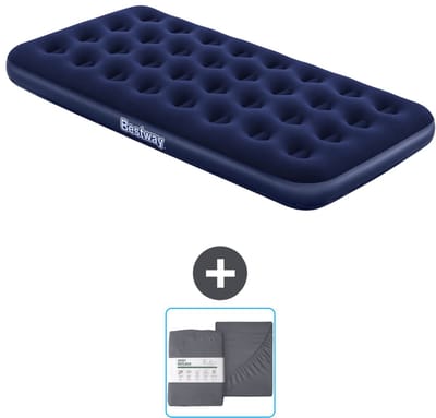 Bestway luchtbed - 1-Persoons - 99 x 188 x 22 cm - Blauw - Inclusief en Hoeslaken