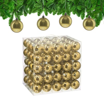 kerstballen set van 100 - Ø 6 cm - glanzend - kunststof - goud