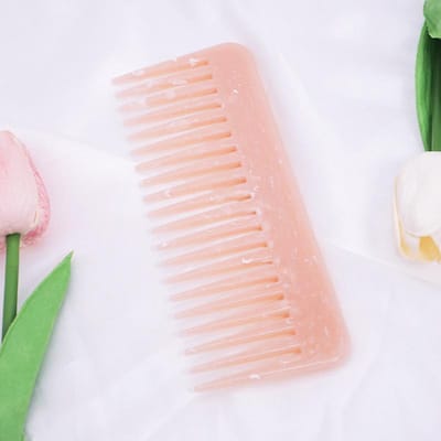 Grande Brosse Démêlante Antistatique pour Cheveux Longs et Bouclés - Peigne à Dents Larges pour le Shampoing et le Coiffage rose
