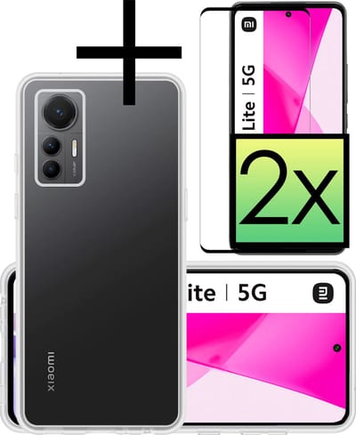 Hoesje - Met 2x Screenprotector - Geschikt voor Xiaomi 12 Lite - Sterk & Shockproof - Back Cover - Siliconen Case - Telefoon Hoes - Transparant