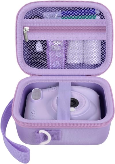 Kids Instant Camera Tas - Hangende Trui Case voor Digitale Camera - Beschermende Tas met Opbergruimte voor Afdrukpapier - Lila, Mode Accessoire