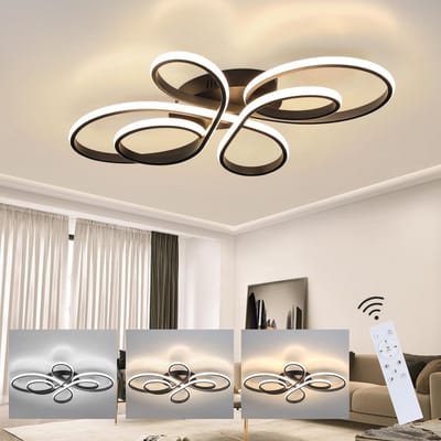 Krullen Plafondlamp - Plafondlamp 100 cm - Zwart - Dimbaar Met Afstandsbediening - Moderne Led Verlichting - Woonkamer Lamp - Plafonniere