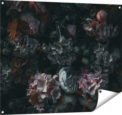 Gards Tuinposter Bloemen in het Donker - Duisternis - 100x80 cm - Tuindoek - Tuindecoratie - Wanddecoratie buiten - Tuinschilderij