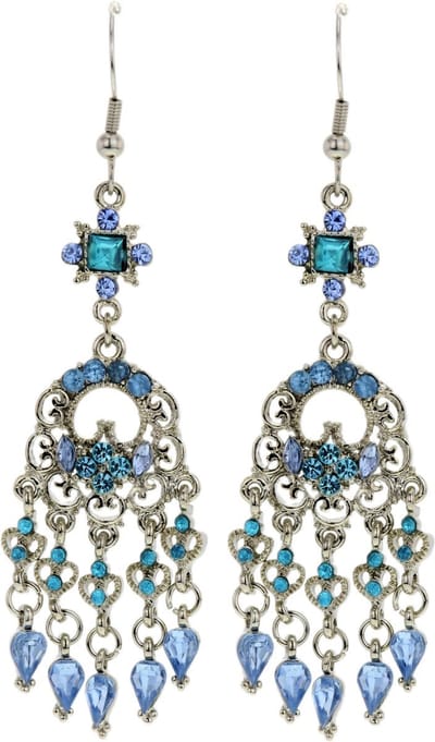 Behave - Zilverkleurige oorhangers met blauwe steentjes - Elegante en speelse uitstraling