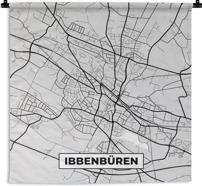 Wandkleed - Wanddoek - Ibbenbüren - Kaart - Plattegrond - Stadskaart - Duitsland - 180x180 cm - Wandtapijt