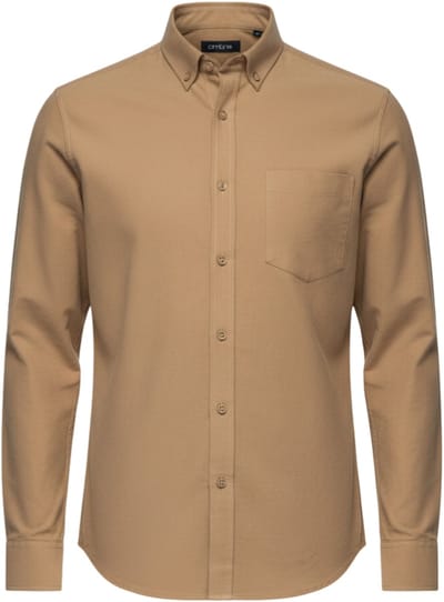 OMBRE Overhemd - Regular Fit - Katoen - Lange Mouw Koffie S