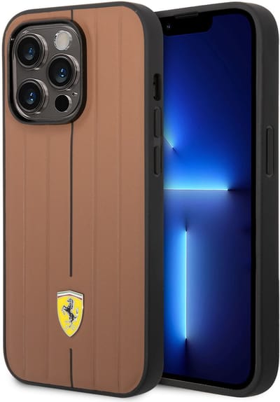Ferrari Back cover - iPhone 14 Pro - Gold/Yellow - Embossed Stripes - Stijlvolle bescherming