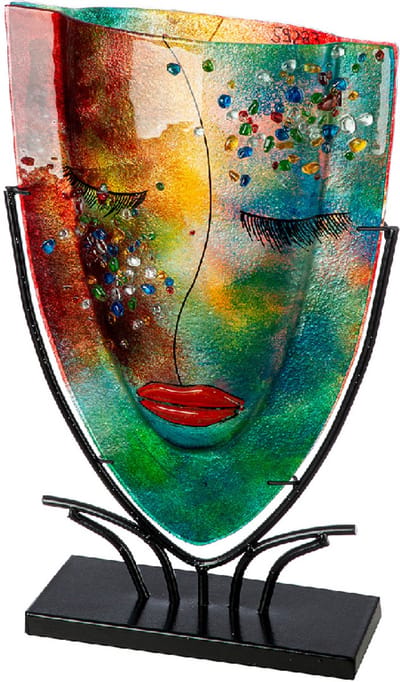 vaas decoratie namaste 10x30x49 cm - glas en metaal - by rawa - handgemaakt
