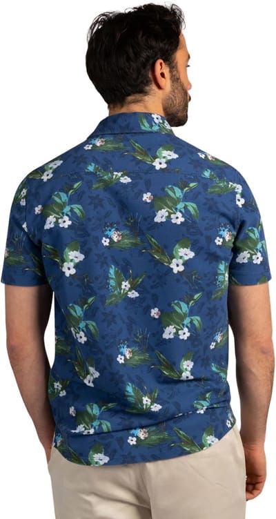 Blauwe geprint bloemen casual overhemd New Zealand