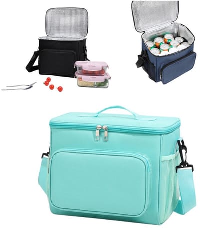 Geïsoleerde lunchtas – Herbruikbare lunchbox – Draagbare, zachte koeltas – Lekvrij ontwerp – Met verstelbare schouderband – Koeltas met grote inhoud – Picknicktas – Thermotas – Ideaal voor volwassenen (werk/picknicks) – 26 x 24 x 17 cm