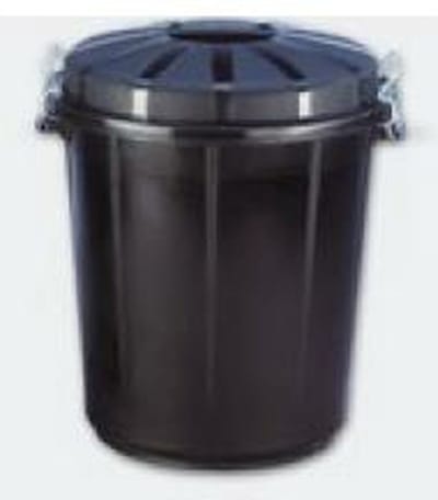 Meva - Universele Afvalbak met Deksel - 70L - Rond - Zwarte Polyethyleen