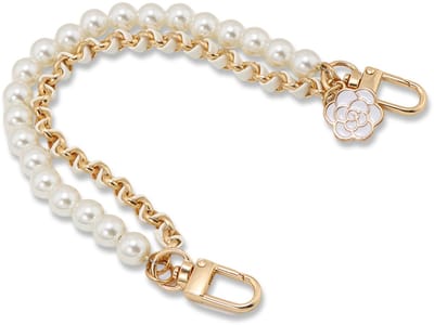 longziming -Witte Parel Telefoonketting met Dubbele Gouden Ketting – Lichtgewicht, Duurzaam en Multifunctioneel, Voor Smartphones, Sleutels en Accessoires