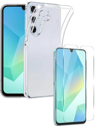 Soft Back Cover Hoesje Geschikt voor: Samsung Galaxy A16 5G A166 Silicone Transparant + 1x Tempered Glass Screenprotector - ZT Accessoires