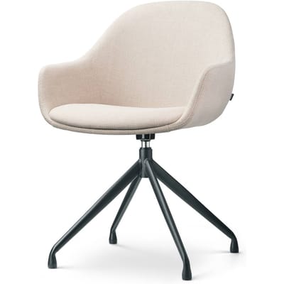 Nolon Nola-Mae Eetkamerstoel Draaibaar Beige - met Armleuning - Stof - Zwart Onderstel - Design - Scandinavisch - Comfortabel