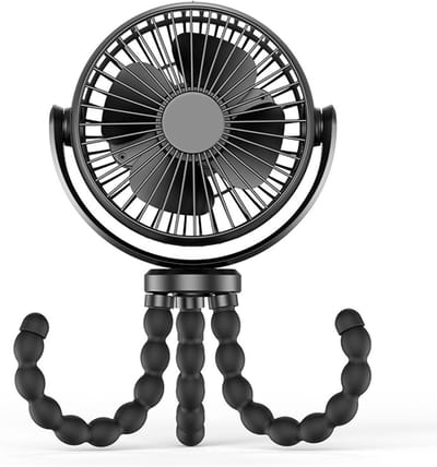 Kinderwagen Ventilator - Draagbare Fan - Reizen Buiten - 360 Graden Flexibel - 19x15x7 cm - Zwart