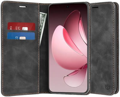 Hoesje geschikt voor Oppo Reno13 Pro - Techsuit Confy Book Wallet Case - Zwart