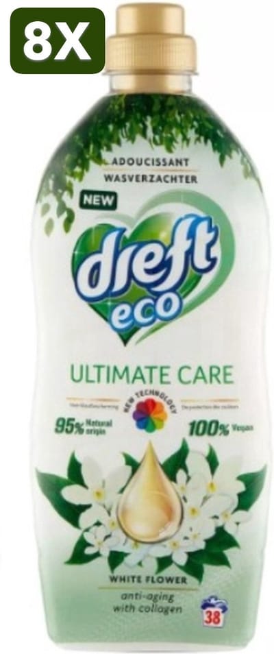 8 x Dreft Ultimate Care Eco White Flower Wasverzachter - 950 ml (38 wasbeurten)