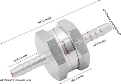 Universele Terugslagklep van Aluminium voor Brandstof, Olie en Water - 4mm Aansluiting