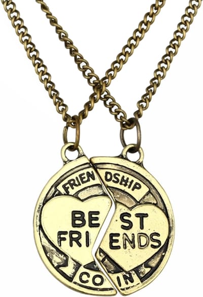 Fako Bijoux® - Vriendschapsketting - BFF Ketting - Best Friends Coin - Bronskleurig