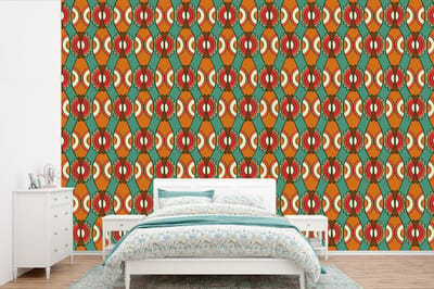 Behang - Fotobehang Design - Retro - Oranje - Abstract - Breedte 360 cm x hoogte 240 cm