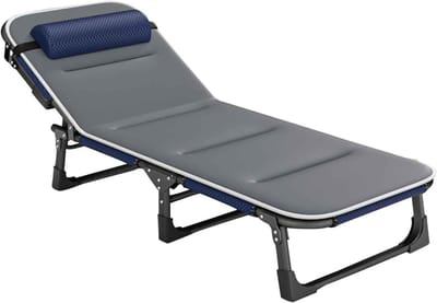 Campingbedje Volwassenen - Opvouwbaar Slaapbed - Buiten Ontspannen - 5 Standen Verstelbaar - Extra Breed - Blauw
