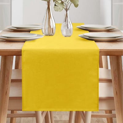 Tafelloper - Modern Lente design - Linnenlook - Afwasbaar - Waterafstotend - voor de eettafel - Geel - 40 x 180 cm