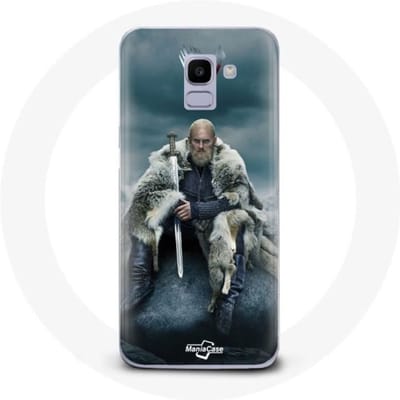 Coque - Vikings - Galaxy A8 2018 - Souple - Protection - Ragnar Lothbrok logo V Epée gris