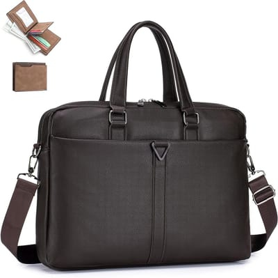 Leren Laptoptas 15.6 Inch met Compartment en Portemonnee - Schoudertas voor Zaken, Werk en Dagelijks Gebruik