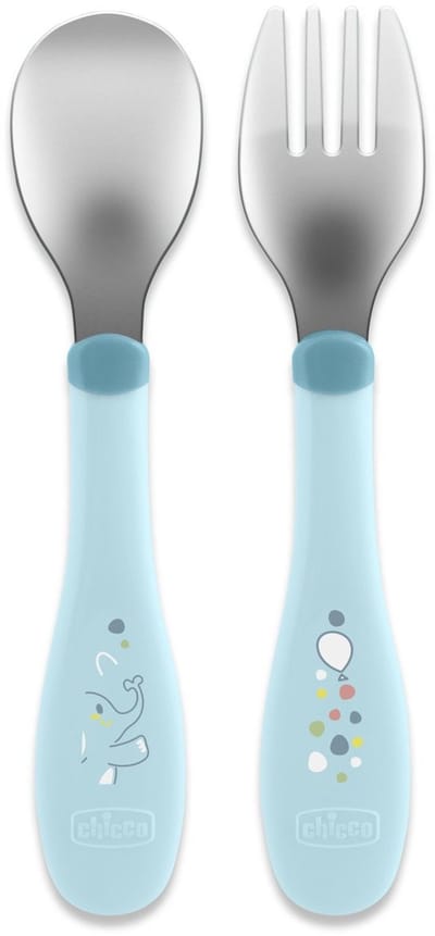 Chicco 00016102250000 peuterbestek Peuter bestekset Blauw Roestvrijstaal