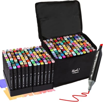 Markeerstiften - Dual-Tip Markers - Twinmarkers - Alcohol Markers - Kleurstiften - Stiften voor Volwassenen - Etui - 120 Stuks
