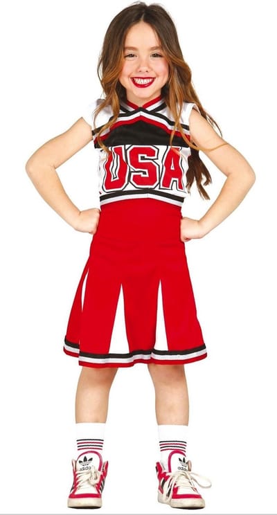 Fiestas Guirca - Cheerleader Rood - 14-16 jaar - Carnavalskleding - Carnaval - carnavalskleding 2027 - Carnaval kostuum