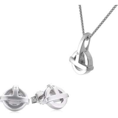 Orphelia Dames 925 Sterling Zilveren Set: Ketting-Pendant + Oorbellen - Zilver SET-5677