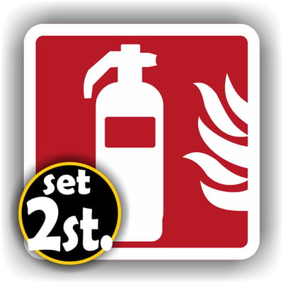 Jerma - Brandblusser hier aanwezig - stickers - set 2 st - 14x14 cm - Weerbestendig - Zelfklevend